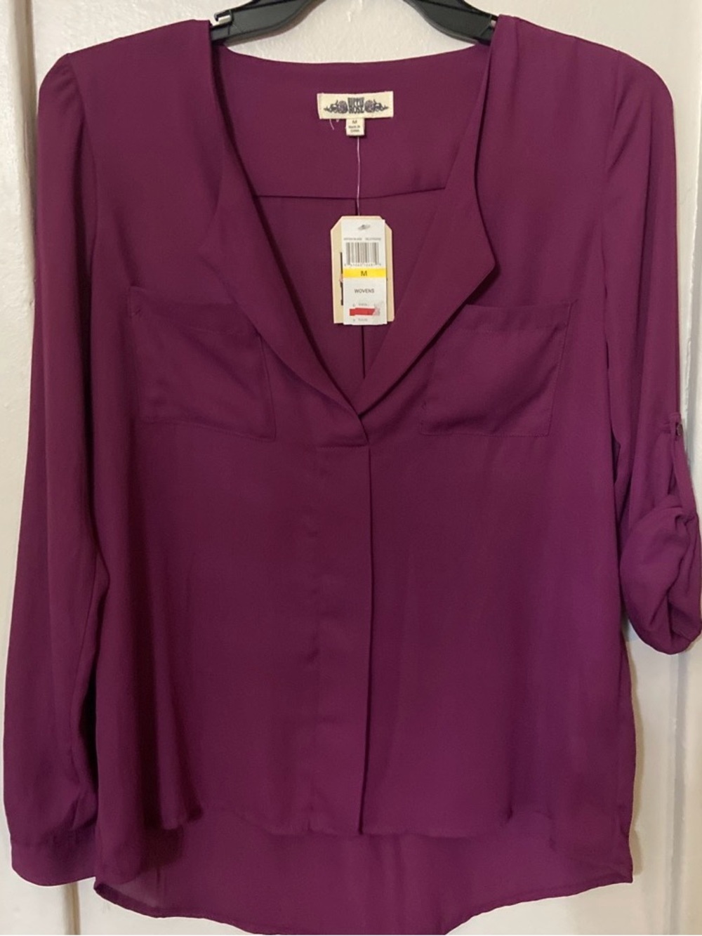Hippie Rose Deep Plum V-Neck Blouse